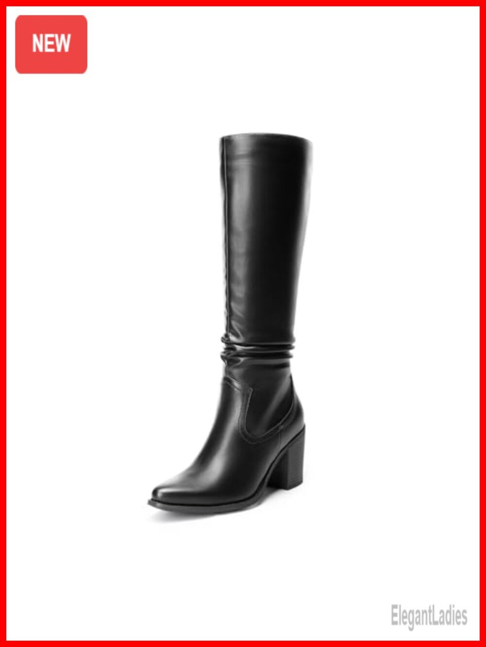 Women's Slouchy Knee-High Chunky Heel Pointed Toe Boots